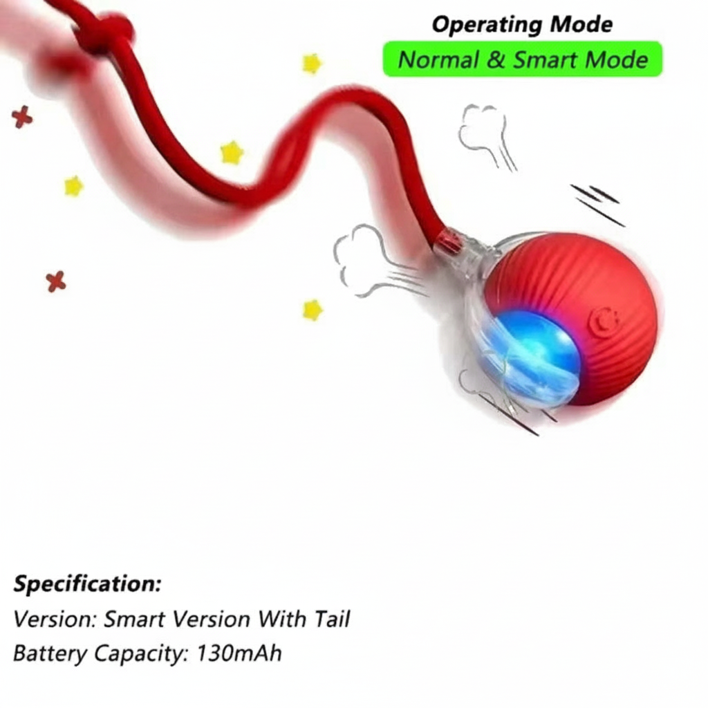 Smart SpinBall för Katter och Hundar — Rörlig Interaktiv LED-boll