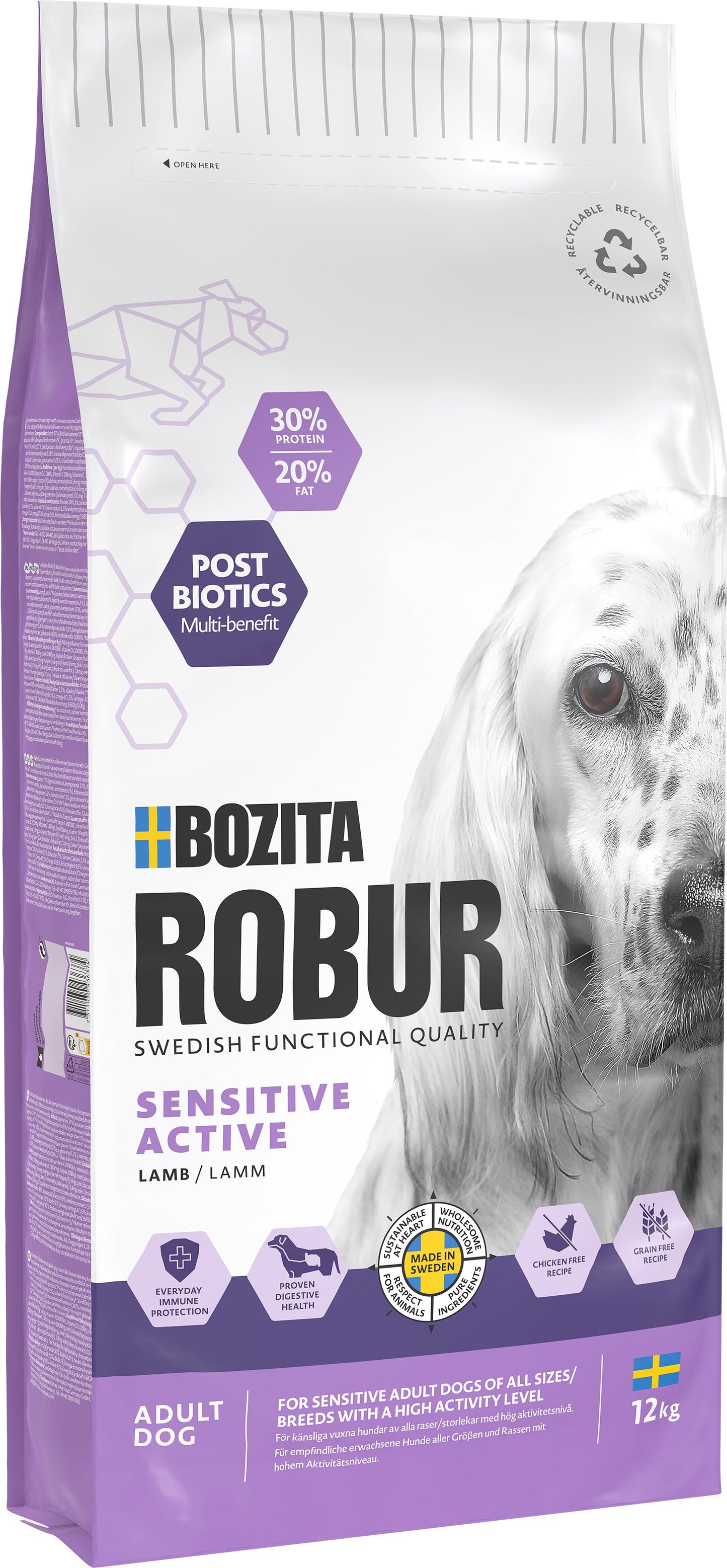 Bozita Robur Sensitive Grain Free Active Hundfoder 12kg