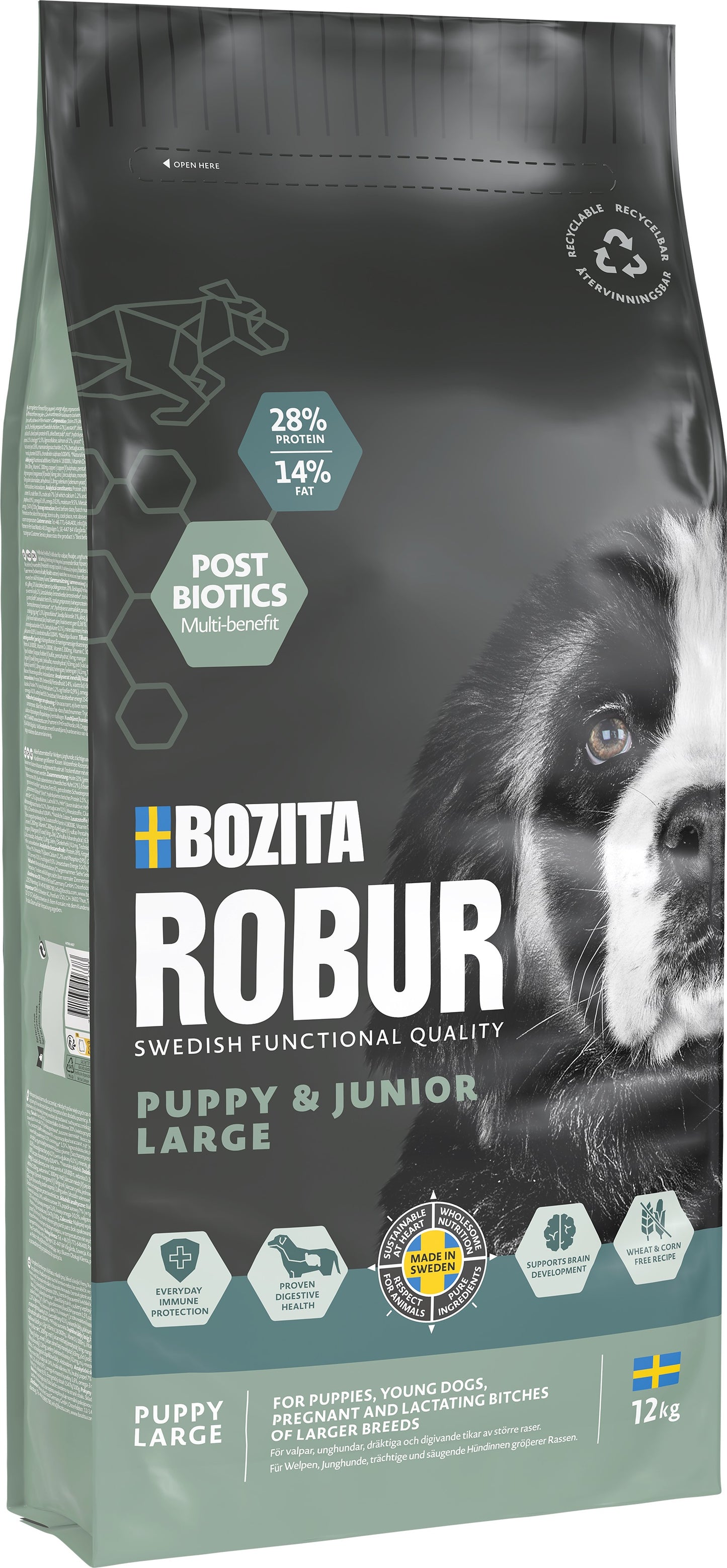 Bozita Robur Puppy & Junior Large Torrfoder för hund 12kg