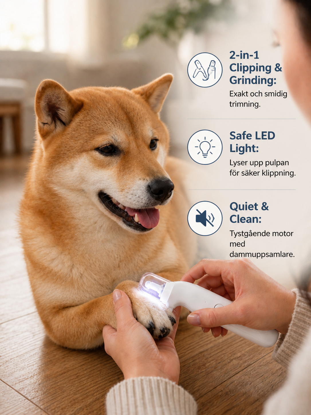  Professionell Klotång & Kloslip med LED-Belysning för hund och katt – Nagelklippare & Nagelslip